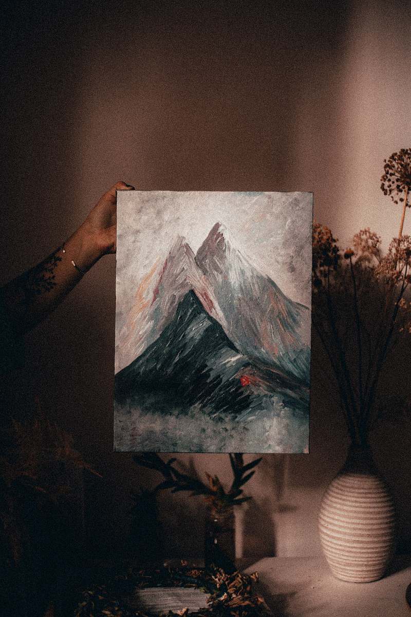 modern art mountain painting canvas